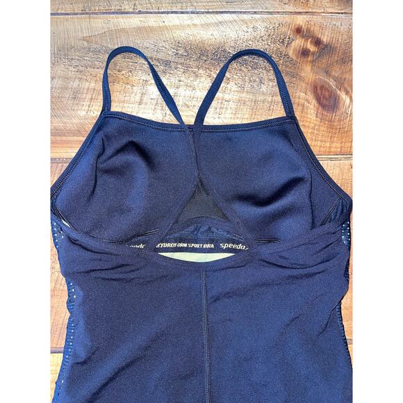 Womens Speedo Black White Mesh Contrast‎ Thin Strap HydroForm 1pc Swim Suit 8 - Picture 8 of 9